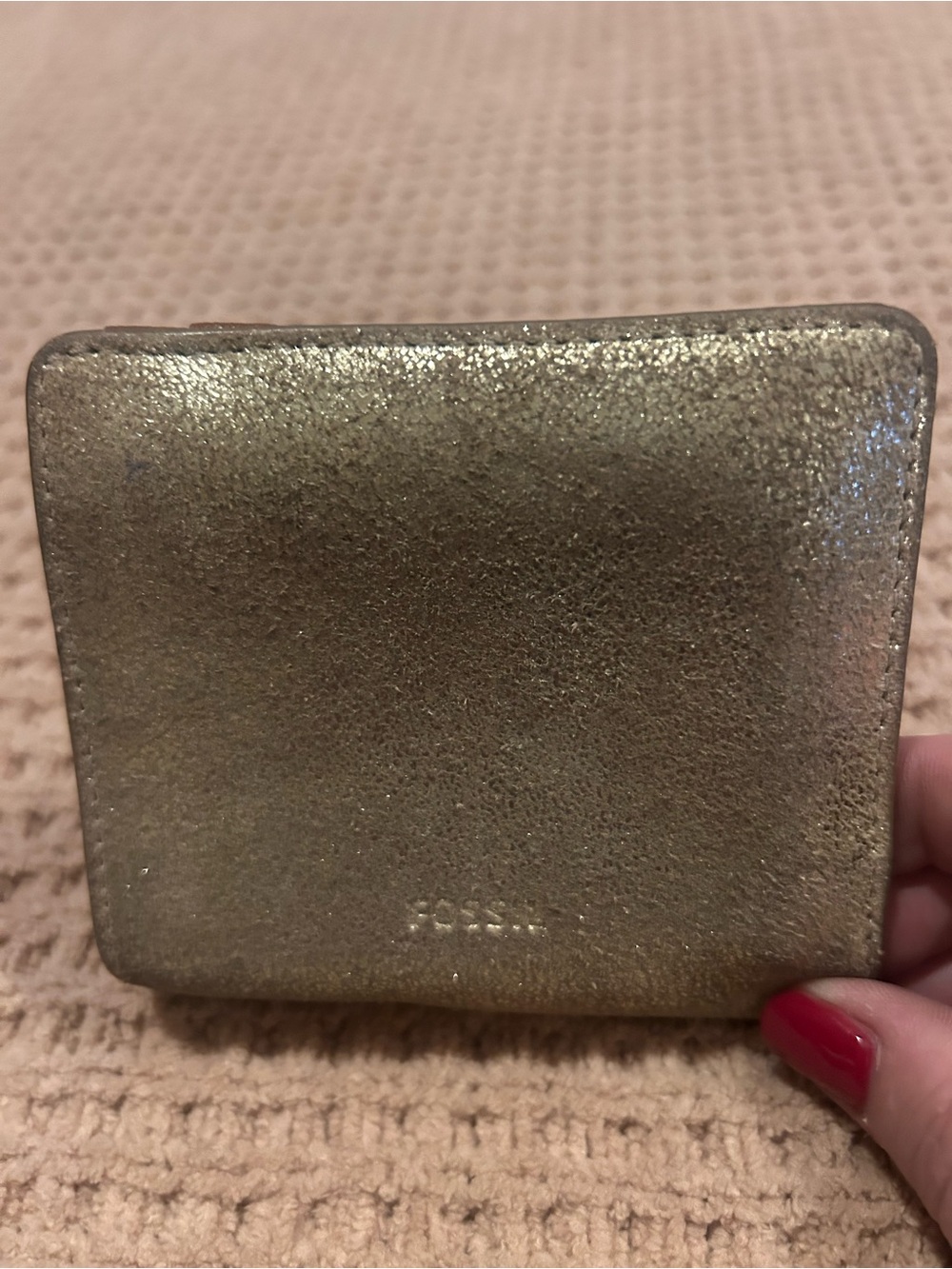 Fossil Shimmering Gold Leather Card & Key Holder